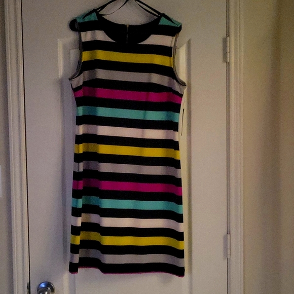 Multicolor Striped Short Sleeveless Dress from Worthington Size Large - Picture 1 of 4